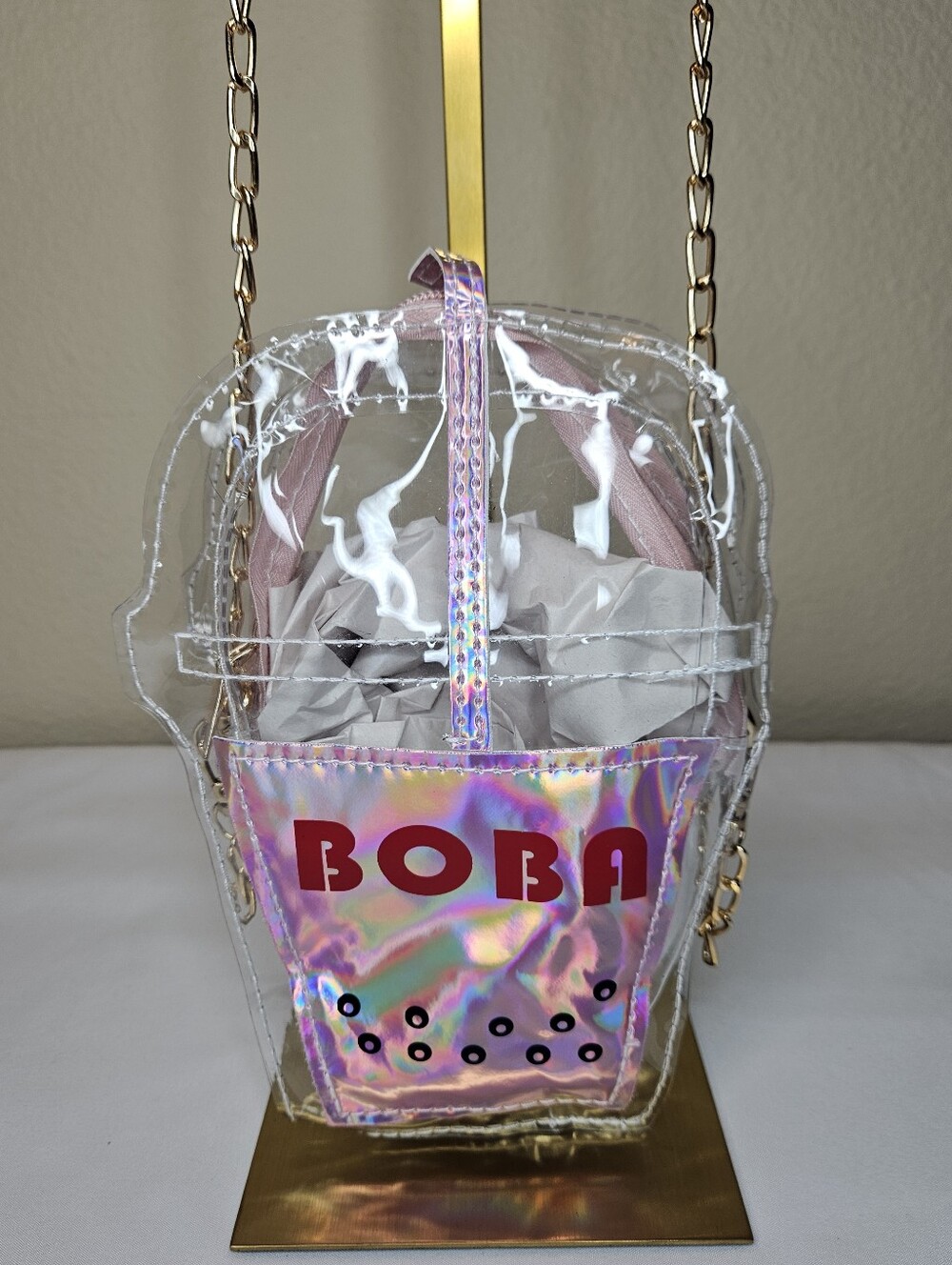Clear Boba Tea Crossbody Bag | Iridescent Bubble Tea Purse NEW